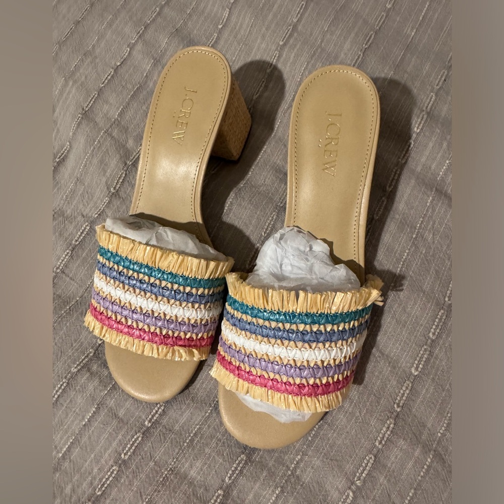 J.Crew Factory Rainbow Rafia Hells - Picture 2 of 3